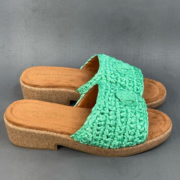 Women’s Kurt Geiger London Eagle Crochet Cork Slide Sandals shoes size 9.5 (40) - Picture 1 of 8